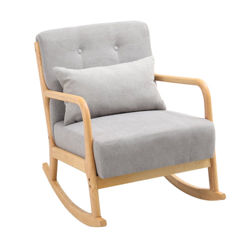 Livingandhome Contemporary Linen Buttoned Rocking Chair, ZH1158