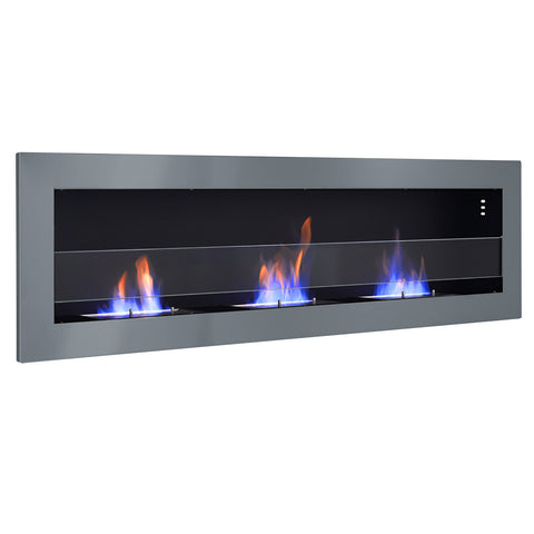 Wall Mounted Stainless Steel Recessed Ethanol Fireplace with Adjustable Flames, PM1030