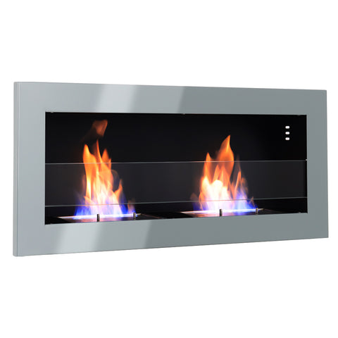 Wall Mounted Stainless Steel Recessed Ethanol Fireplace with Adjustable Flames, PM1031