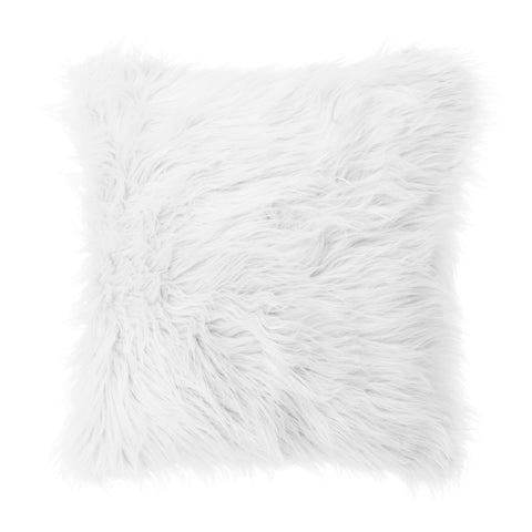 Livingandhome Square Fluffy Faux Fur Throw Pillow Cover White, SP0740