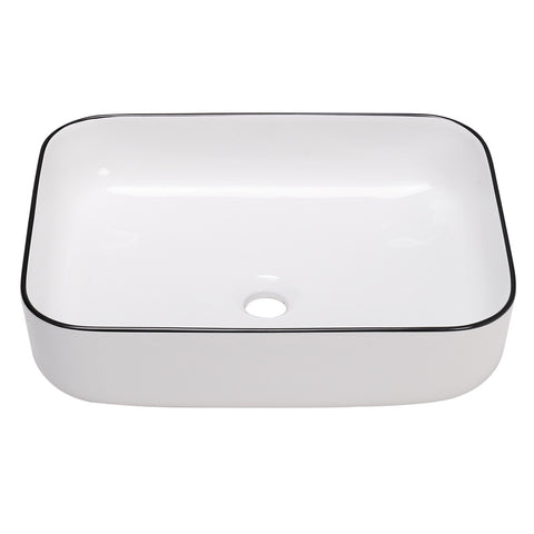 Livingandhome Rectangular Ceramic Countertop Basin Wash Sink with Drain, DM0450