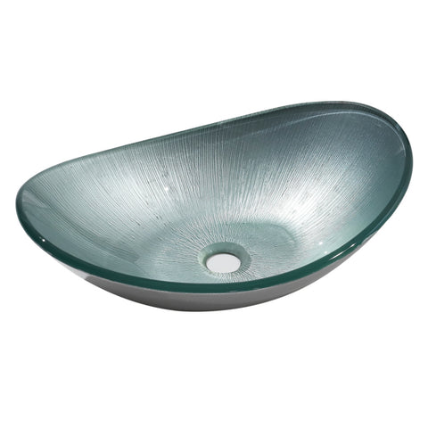 Livingandhome Oval Silver Glass Vessel Bathroom Sink Drain Set, DM0459