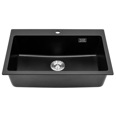 Livingandhome 73.5x49cm Quartz Undermount Kitchen Sink Single Bowl, DM0505