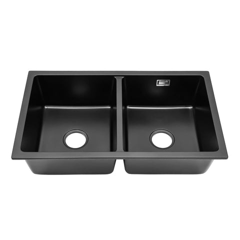 Livingandhome Quartz Double Bowl Undermount Kitchen Sink, DM0508