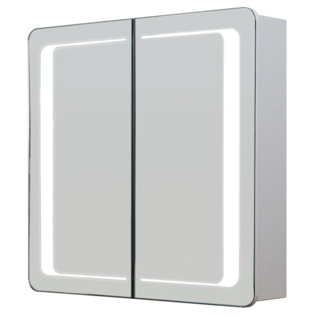 Livingandhome LED Rectangle Bathroom Wall Mounted Double-Door Mirror Cabinet, JM0949