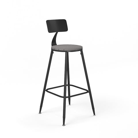 Livingandhome Set of 3 Round Counter Height Bar Stool with Backrest Grey, LG1025