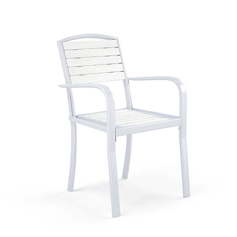 Livingandhome Set of 2 Garden Dining Armchairs White, LG1028
