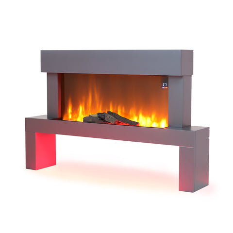 Dark Grey Freestanding Electric Fireplace with Stand, PM1106
