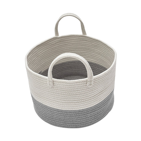 Woven Basket Baby Kids Toys Storage Clothes Hamper Laundry Basket with Pom Poms Grey, WH0548