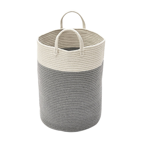Woven Basket Baby Kids Toys Storage Clothes Hamper Laundry Basket with Decor Balls Grey, WH0550