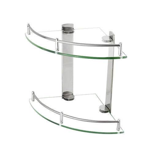 2-Tier Tempered Glass Corner Shelf Bathroom Wall Mounted, WH0660
