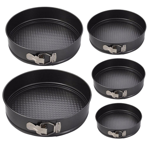 Set of 5 Non-stick Round Spring Form Pan Cake Tin with Removable Bottom, WH0819