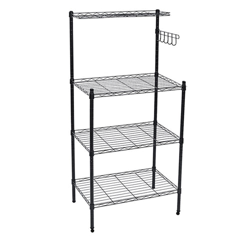 4 Tiers Microwave Storage Rack Shelf Organiser with Hooks for Kitchen, WH0909