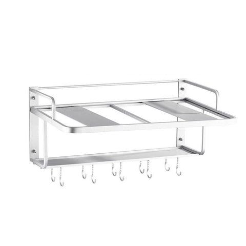 Microwave Shelf Microwave Oven Rack with 10 Hooks Wall Mounted, WH1018