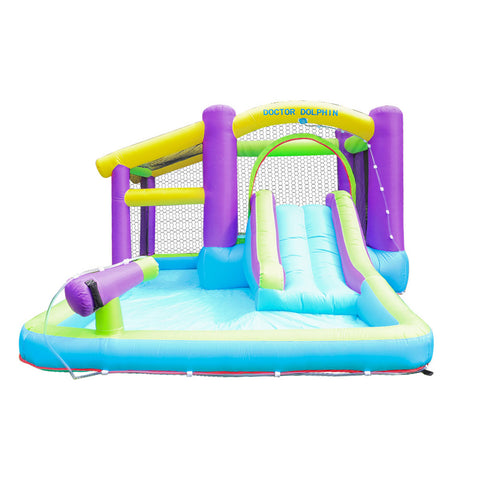 Kids Inflatable Bounce House with Waterslide Splash Pool Air Blower, MC0439
