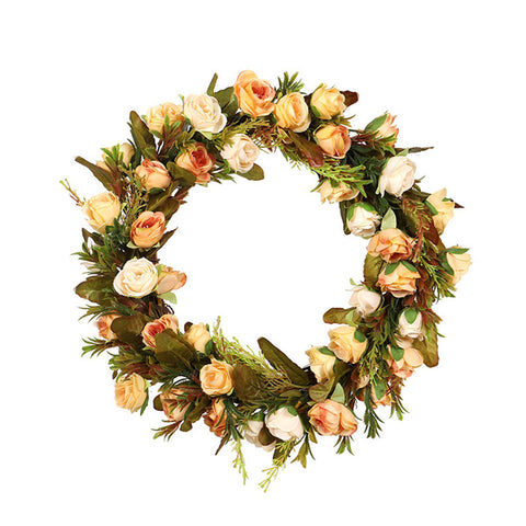 Nordic Artificial Rose Flower Twig Wreath Door Decoration, SW0203