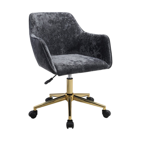 Velvet Upholstered Home Office Swivel Task Chair with Flared Arms, JM2069