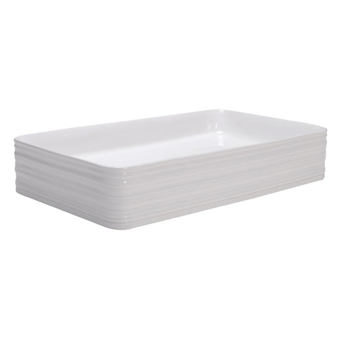 Livingandhome White Ceramic Rippled Bathroom Sink, DM0452