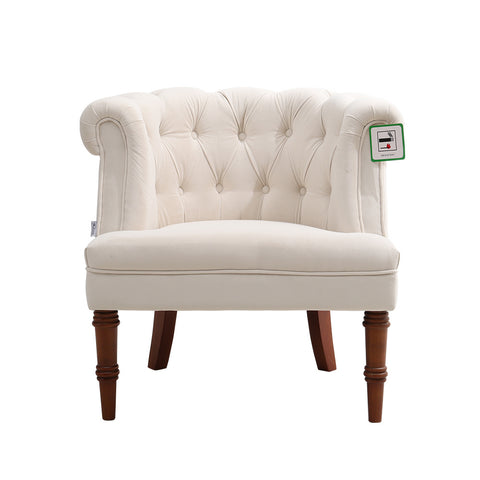 Livingandhome Mid-century Wooden Barrel Chair Velvet Upholstered, JM2138