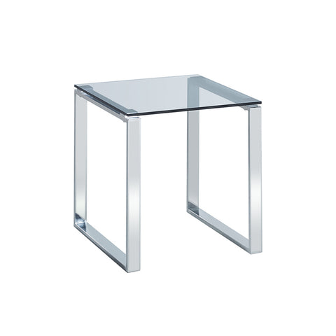 Modern Glass Square Accent Table with Metal Base, ZH0885