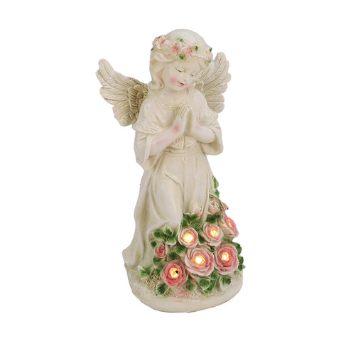 Livingandhome Solar Powered Angel Fairy Garden Ornament Resin Statue Figurine Lawn Decor, SW0435