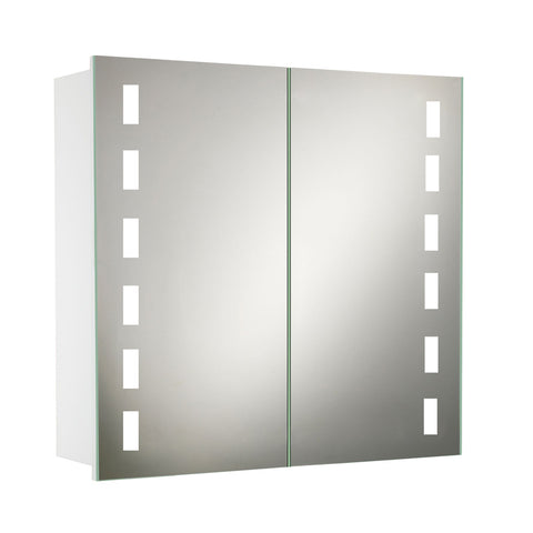 Livingandhome Double Door Bathroom Mirror Cabinet with LED Lighting, JM0454