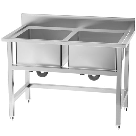 Commercial Kitchen Sink 2 Compartment Stainless Steel for Food Prep, AI0091