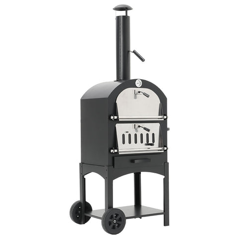 Livingandhome Outdoor Freestanding Large Stainless Steel Pizza Oven with Wheels and Chimney, CX0141