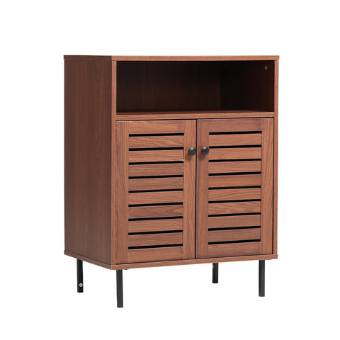 Livingandhome Mid-Century Wooden Sideboard Cabinet with Shelves, XY0151