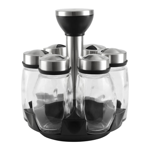 7-Piece Glass Spice Jar Set with Rotating Rack, CT0422