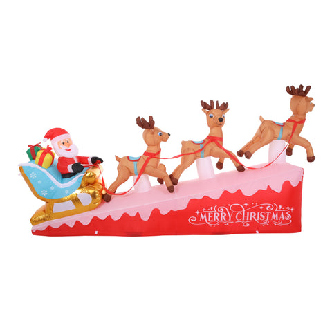8.9ft Christmas Inflatable Santa Sleigh & Reindeer Outdoor Decorations with LED Lights, SC1715