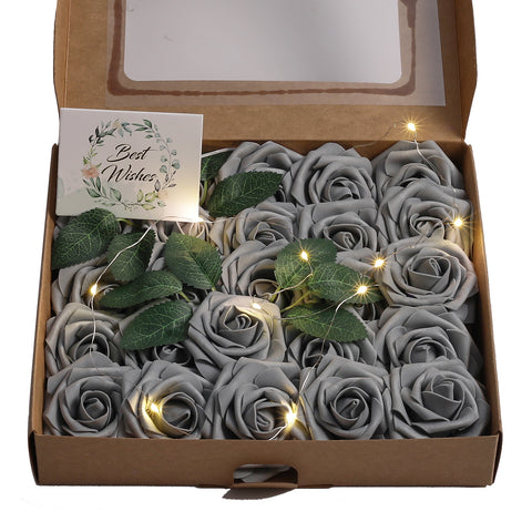 25Pcs Artificial Roses Flowers Box Set, HF1084