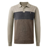 Casual Colour-Block Two-Button Knitted Polo Collar Jumper, CC291342