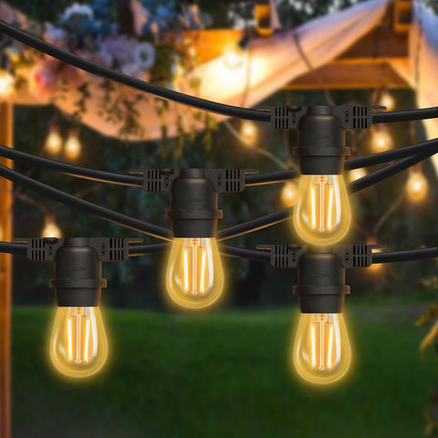 Livingandhome 10M String Lights with 15 E27 Holder, IP65, Connectable, Black, AJ0156