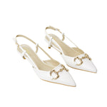 Pair of Solid Pointed Slingback Pumps Kitten Heels, CS300119