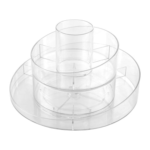 Livingandhome Circular Chic Transparent Makeup Storage Carousel with Brush Holder for Desktop, SC1315