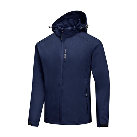 XL-size Dark Blue Waterproof Softshell Jacket with Hood, WO0515