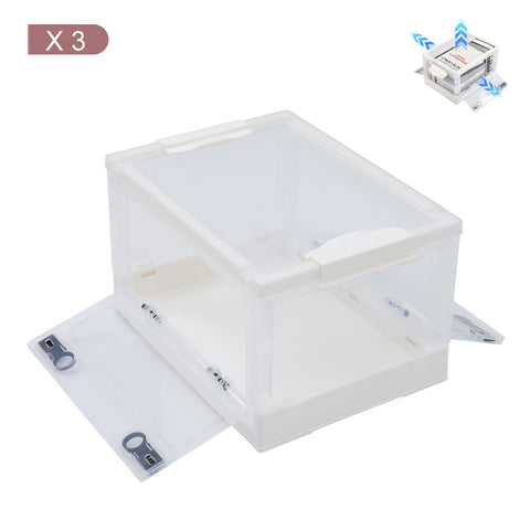 Set of 3 Visual Folding Storage Boxes with Wheels for Home Organizer, WZ0174 (Ver.2)