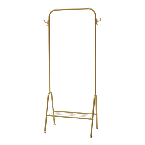 Lifeideas Freestanding Gold Clothes Rack with Bottom Shelf, SW0773