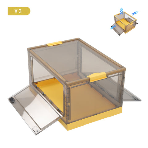 Set of 3 Visual Folding Storage Boxes with Wheels for Home Organizer, WZ0098 (Ver.2)