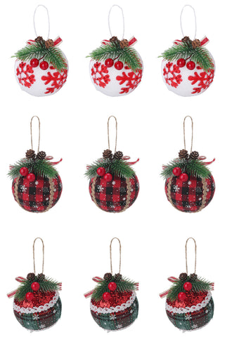 Livingandhome Set of 9 Christmas Ball Ornaments Hanging Decorations, WF0107