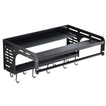 2-Tier Wall-Mounted Microwave Shelf Spice Rack with 10 Hooks, SP2631