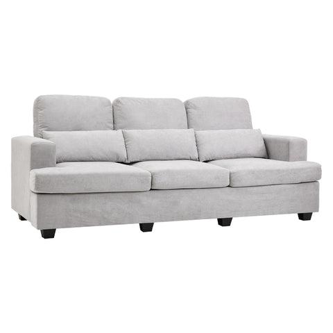 3-Seater Chenille Upholstered Sofa with Pillows, FL050229FL050230FL050231