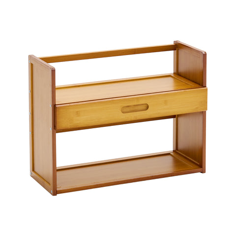 2-Tier Bamboo Desktop Bookshelf with Drawer, FL250031