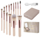 14-Piece Portable Makeup Brush Set with LED Mirror Case, BM590052