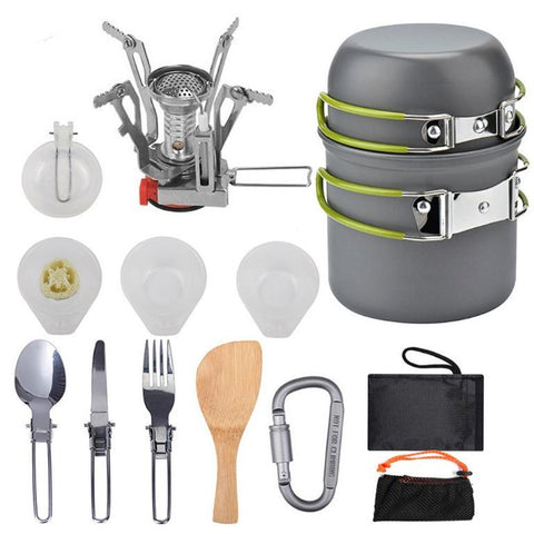 Portable Camping Cookware Set Outdoor Picnic Cooking Kit with Storage Bag, OC220026 (Ver.2)