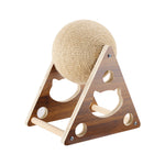 Kratzball für Katzen aus Natur-Sisal und Holz, 360° Drehbar, Mit Katzenkopf-Dekor, 18/19/17 cm [KRATZBALL Katze Natur-Sisal Holz 18/19/17 cm 360° Drehbar], PT080037(DE)