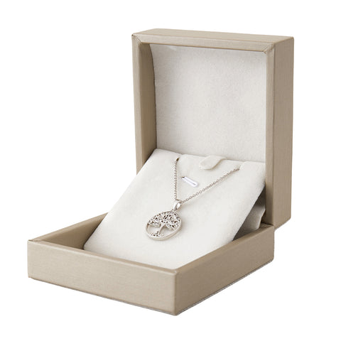 Round Tree Pendant Necklace in Copper with Cubic Zirconia Accents, CA290071 (Ver.2)