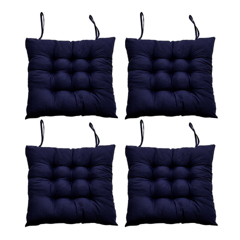 4er-Set Dunkelblaue Weiche Dicke Sitzkissen 40/40/5 cm mit Bindebändern und Punktsteppung [SITZKISSEN Dunkelblau 4er-Set 40/40/5 cm Weich Dick Mit Bindebändern], HT080046(DE)