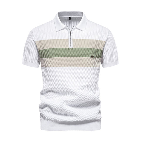 Casual Quarter Zip Turn Down Collar Short Sleeve Polo Shirts, MN0038